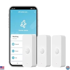 3-Pack Smart PIR Motion Sensor - WiFi Detector with App Alerts, No Hub Needed
