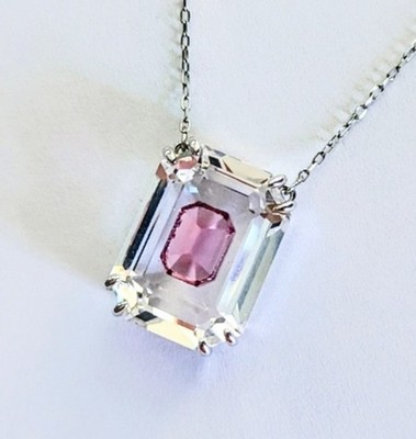 SWAROVSKI Crystal Spiked Chroma Pendant Necklace Pink & Clear Crystals  #5608647