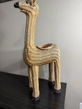 Vintage Wicker Rattan Giraffe Antelope Planter Basket Safari 31
