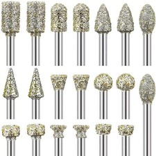 20 Diamond Grinding Burr Drill Bits For Glass Engraving Cutting Lines Polishing