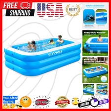 Inflatable Pool for Adults with Seats, 120" x 72" x 22" Full-Sized Blow Up Du...