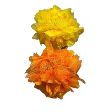 NEW Hair Clip Accessories set of 2 orange yellow claw clips flowers floral