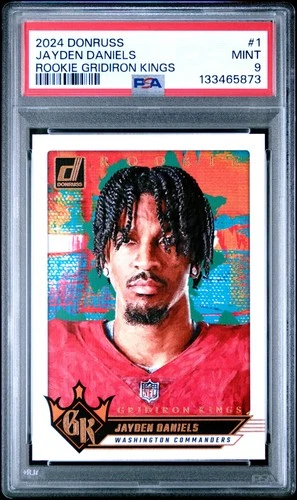 2024 PANINI DONRUSS ROOKIE GRIDIRON KINGS #1 JAYDEN DANIELS ROOKIE RC PSA 9