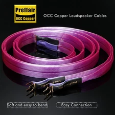 HiFi OCC Silver plated Speaker Cable Flat Single Wire Gold-plated Banana Plug