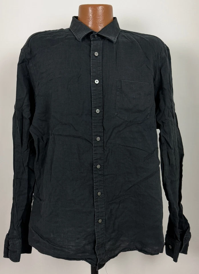 UNTUCKit Linen Shirt Men XL Tall Wrinlke-Resistant Minimal Black Long Sleeve XLT - Image 2 of 4