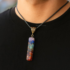 Orgonite Amulet Pendant Orgonite Resin 7 Chakra Necklace Rainbow Crystal Jewelry