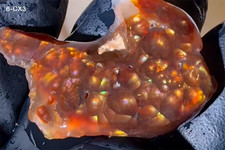 FIRE AGATE - FINE COLORS GEMSTONE - UNFINISHED 29ct. SEE THE VIDEO! - US Seller