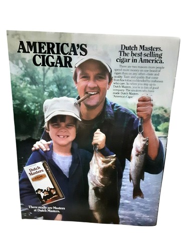1984 Dutch Masters Cigars Ad America’s Cigar Fishing Vintage Print