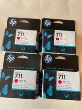 HP 711 Magenta DesignJet Ink Cartridge, Exp 8/2021 NEW W Box lot of 4