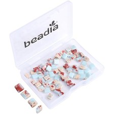 Natural Shoushan Stone Tila Beads 5x5mm Square 2-Hole Spacer Beads for