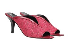 NEW GUCCI LUXURY BURGUNDY GG CRYSTALS SANDALS SHOES 37/US 7