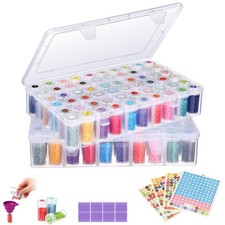2 Pack Diamond Art Storage Containers Set, Grids Bead Organizer Box with Diam...