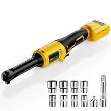 3/8" Extended Cordless Ratchet Wrench for De-Walt 20V Battery, 74Ft-Lbs Brush...