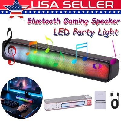 Portable Dual 2  Woofers Soundbar Bluetooth LED Gaming Speaker TWS/FM/USB/TF/AUX