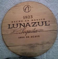 LUNAZUL Tequila Barrel Lid Wood Bar Sign Wall Decor 21” Diameter