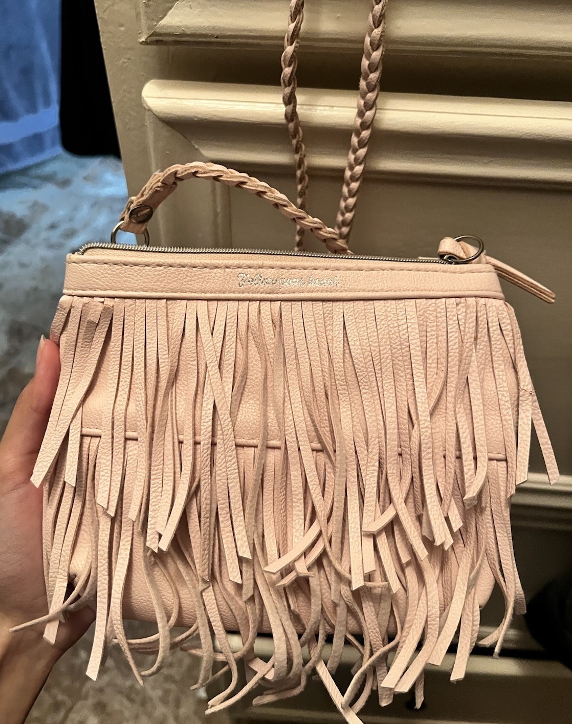 Girls Pink Fringe Crossbody Purse Kids Handbag Shoulder Bag Cute Faux Leather