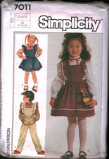 7011 Vintage Simplicity Sewing Pattern Girls 1980s Blouse Jumper Overalls 6X OOP