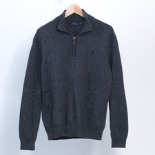 Polo Ralph Lauren Men's Charcoal Gray Cotton 1/4 Zip Pullover Sweater Size XL