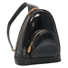 GUCCI Bamboo Body Bag Patent leather Black Gold 007 2113 0127 Auth ep10063