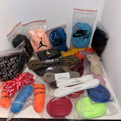 Giant Lot 25 Pair Shoe Laces Various Brands Vans Nike Supreme Etc