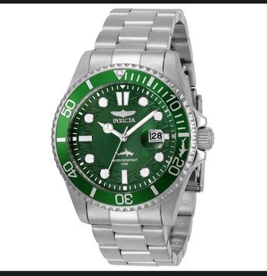 Invicta Pro Diver Wristwatch Men's Watch 43mm Steel Green Dial Mens Wristwatch