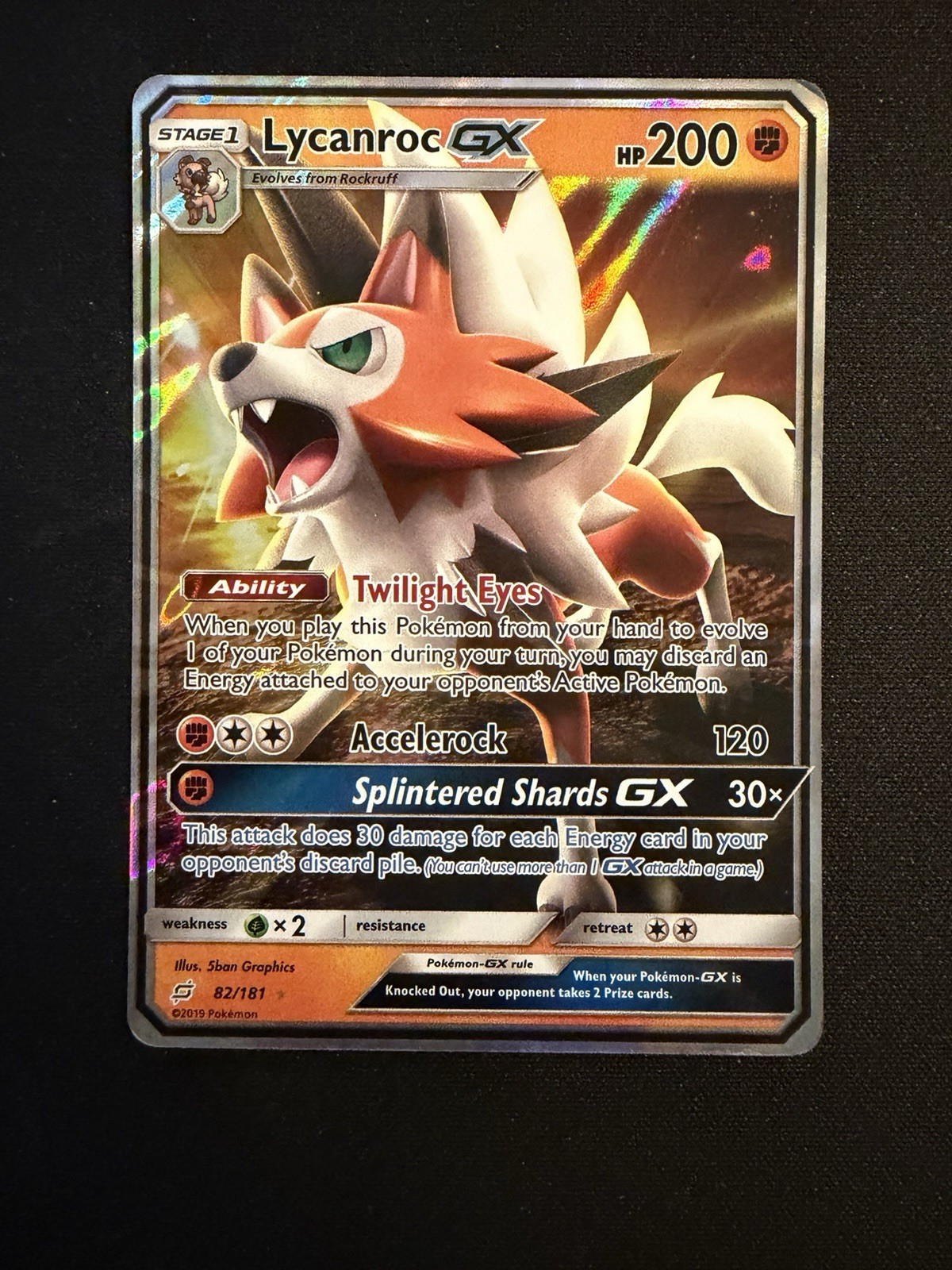 Lycanroc GX 82/181 Pokemon “Team Up” Card - Lightly Played
