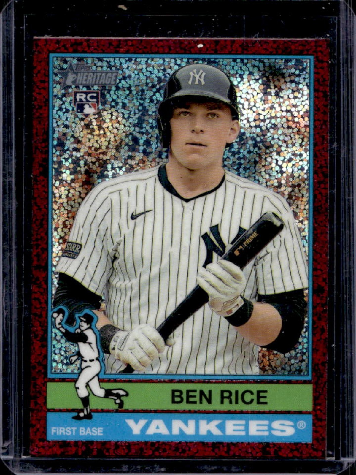 2025 Topps Heritage Ben Rice Chrome RC Burgundy Sparkle Refractor #406 Yankees