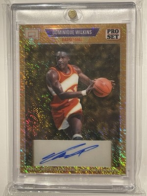 2024 leaf 1/1 DOMINIQUE WILKINS COLLECTIVE 1989 PRO SET AUTO GOLD SHIMMER HOF