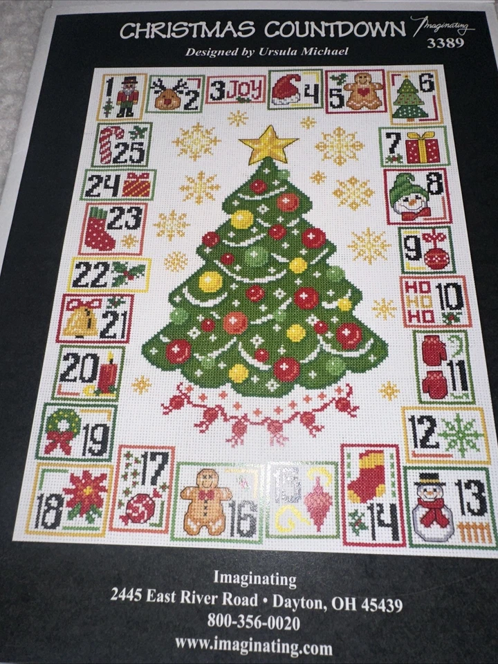 4 patrones de punto de cruz cuenta regresiva de Navidad, que haya paz, medias locas Foto 3 de 4