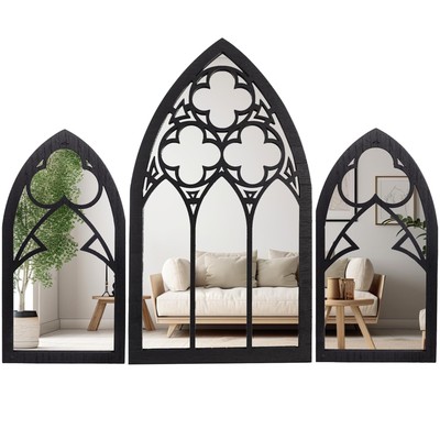 Gothic Mirrors Wall Decor - 3 Piece Set 15.8 Inch Gothic Furniture Cathedral ...