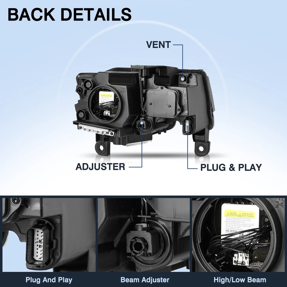 Conjunto de faros de xenón HID para Jeep Grand Cherokee 2017-2021 conductor izquierdo Foto 4 de 4