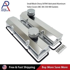 Small Block Chevy Satin Fabricated Aluminum Valve Covers Sbc 305 350 400 Gaskets