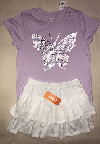 Gymboree Childrens Place 10, 10-12 Lilac Butterfly Top White Ruffle Skirt New - Picture 8 of 8