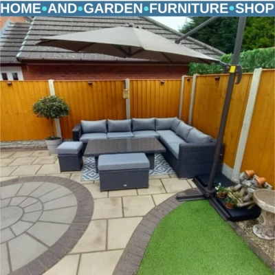 OFF SET UMBRELLA 3m Cantilever Garden Parasol Aluminium Frame Outdoor Patio Umbrella Shade Grey