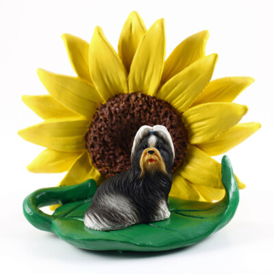 Shih Tzu Sunflower Figurine Black/White