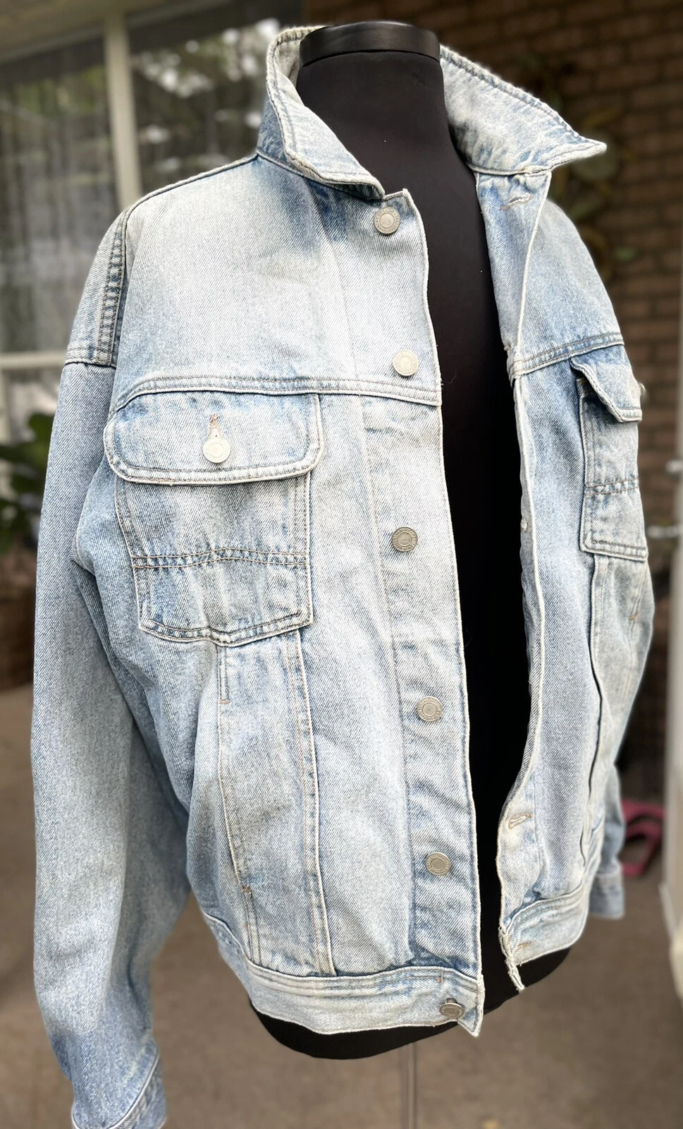 Vintage American Eagle Jacket Mens Large Denim Jean Blue Metal Button Cotton