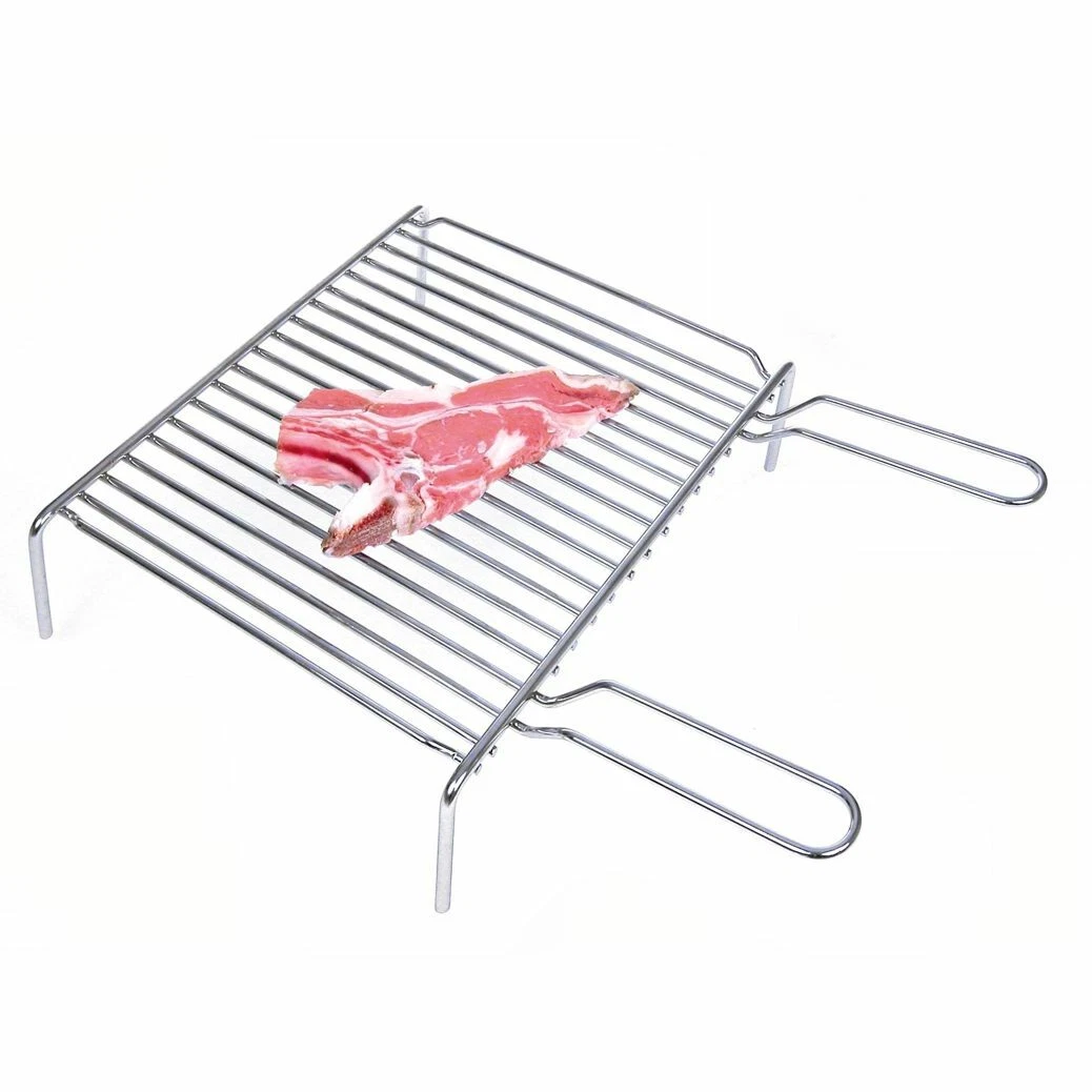 Griglia Camino Regolabile In Acciaio Inox AISI 304: Larghezza 60-70 Cm, Manici In Legno - Perfetta Per Interni E Giardino
