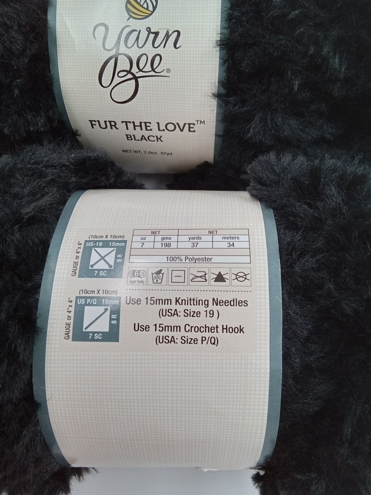 4 Skeins Yarn Bee Fur The Love Black color Super Bulky 6 Hobby Lobby