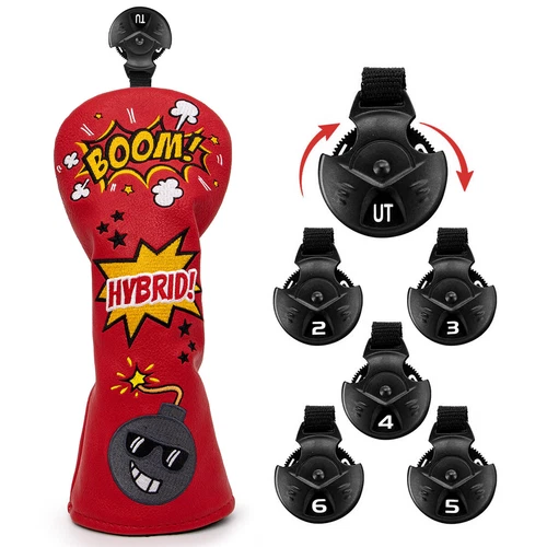 Bomb Premium Golf Legno Copricapo Rosso Golf Driver Fairway Legno Ibrido Club Cover - Foto 6 di 14
