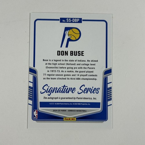 Don Buse 2024-25 Panini Donruss Signature Series Auto Autograph SS-DBP Pacers - Picture 2 of 2