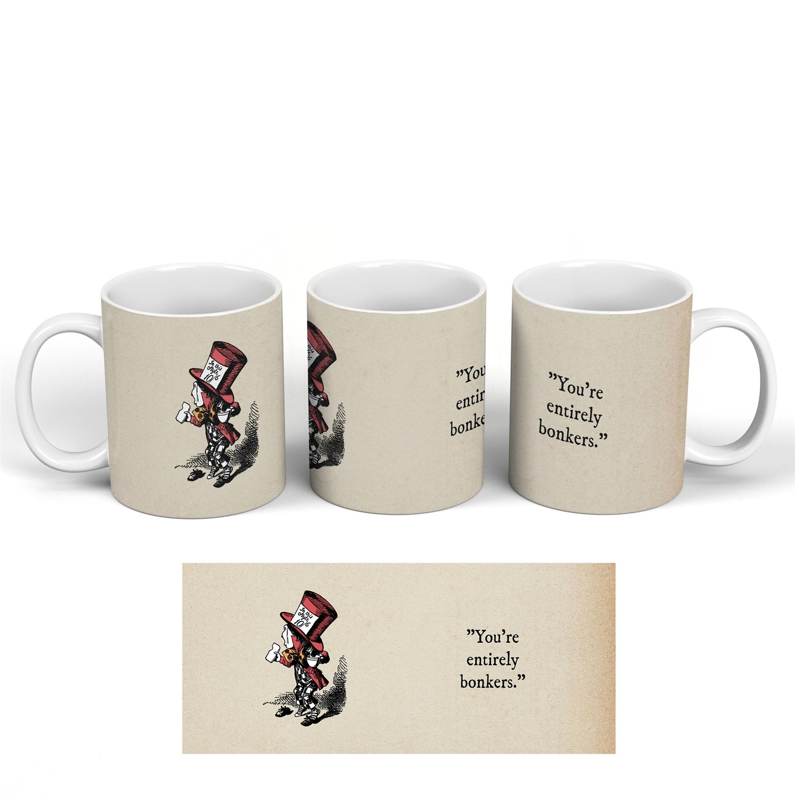 Bonkers Alice In Wonderland Themed Illustration On Ceramic Classic Mug