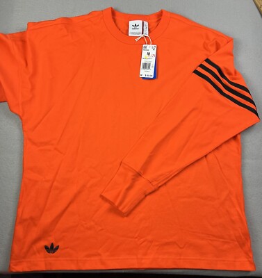 ADIDAS Adicolor Neuclassics Men s Long Sleeve Tee Size Medium Orange Loose NWT