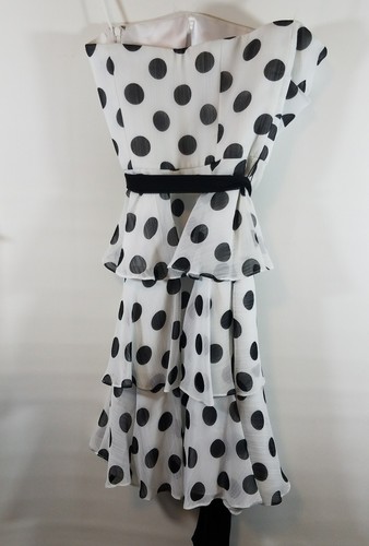 White House Black Market Strapless White Black Polka Dots Dress Womens Size 0 - Picture 6 of 8