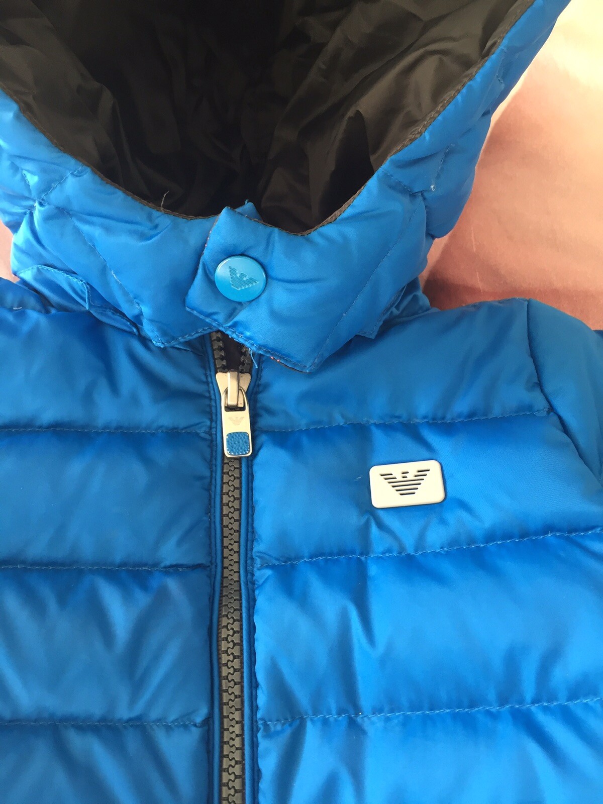 Baby Boys Genuine Designer Armani Blue Down Jacket 9-12 Months image 3