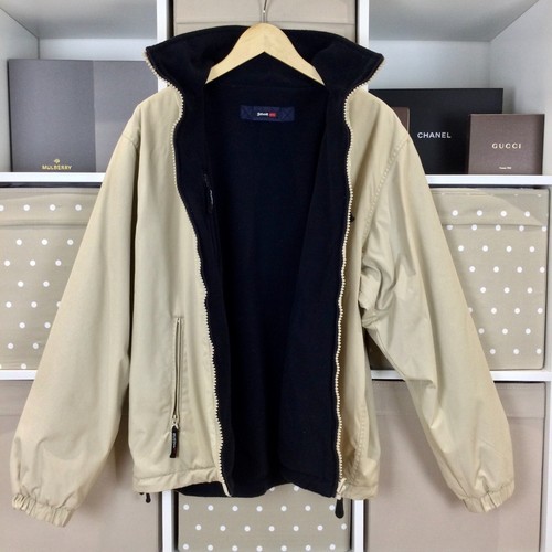 Giacca reversibile Schott NYC taglia large beige nera foderata in pile cappotto utility - Foto 9 di 22
