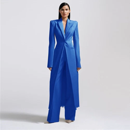 Women Long Jackets Suits Ladies Modern Fashion Prom Evening Party 2Pcs Outfits - Picture 13 of 19