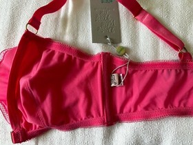 Made By Niki Pink Bra Size Uk 10 Front Close Cascade Frill NEW NWT Sexy Lingerie
