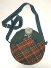 VINTAGE Girl Scout Canteen with Cover Cross Body Bag Satchel 1960s Green Plaid