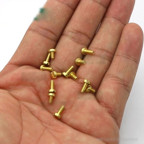 M1.2 M1.4 M1.6 Brass Slotted Screws GB65 Slot Cylinder Head Screw Bolts 100Pcs - Picture 1 of 5