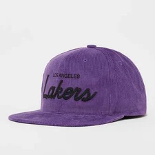 MENS MITCHELL & NESS NBA CORD SNAPBACK LAKERS